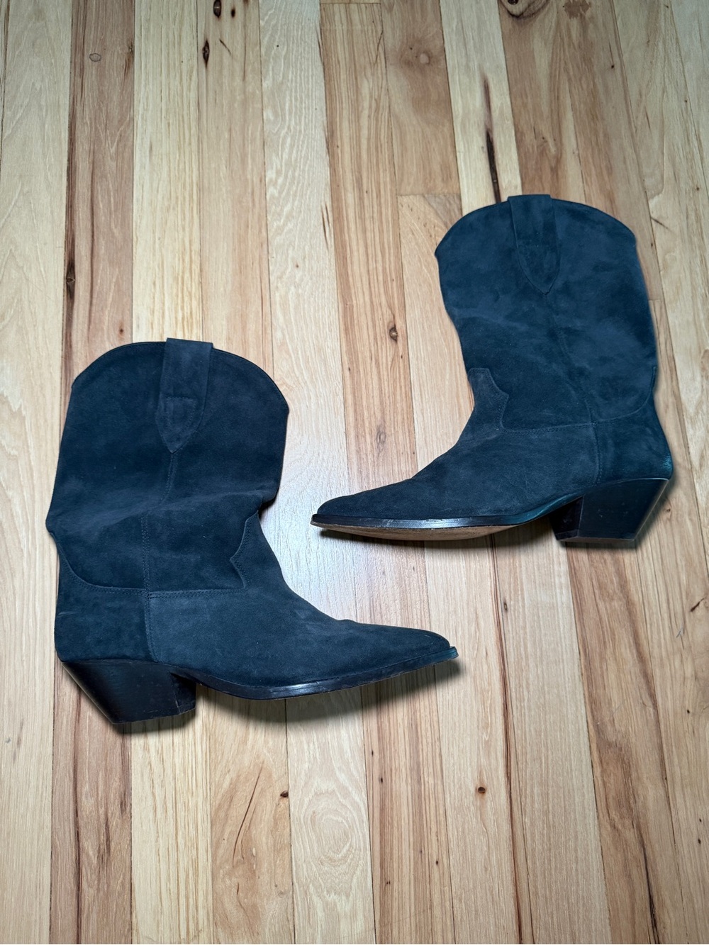 Isabel Marant Duerto Suede Calfskin Leather Cowboy Boots